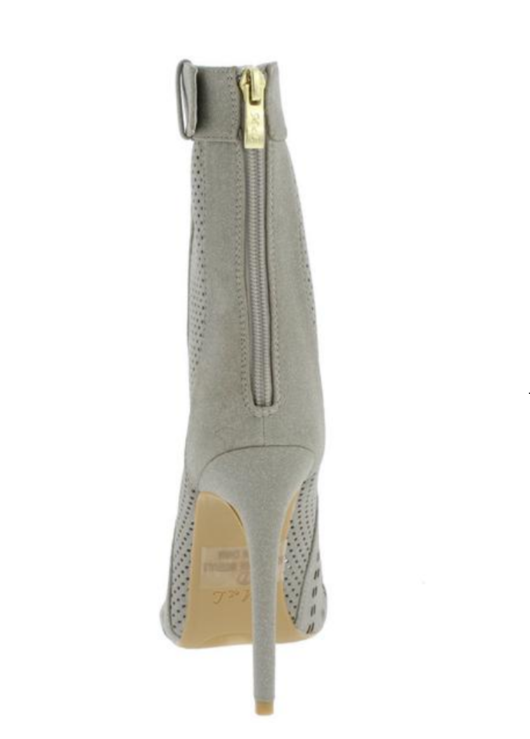 Multi Cut Out Peep Toe Booties- Light Grey