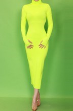 Neon Long Sleeve Midi Dress