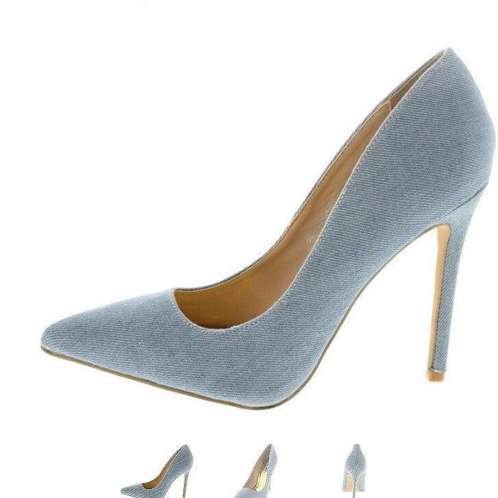 Beronicaby Light Denim Pointed Toe Heel - Bellaroyalties
