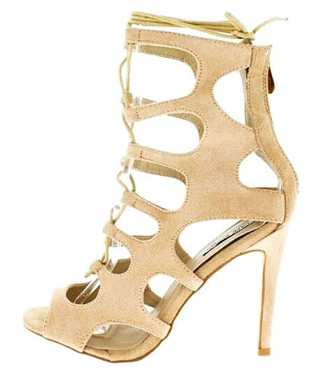 Elenora Nude Faux Suede Heel - Bellaroyalties